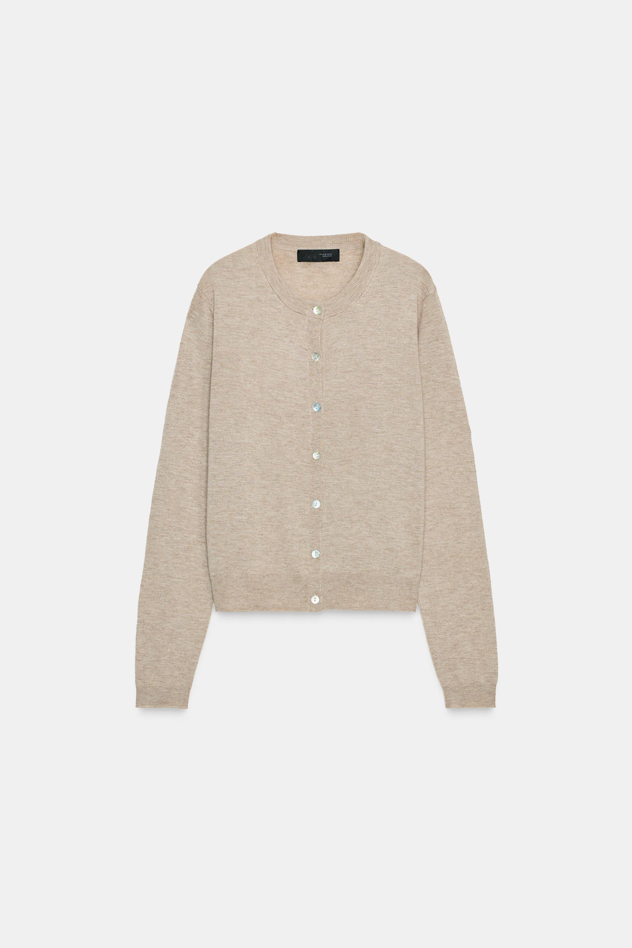 LONG SLEEVE WOOL BLEND CARDIGAN